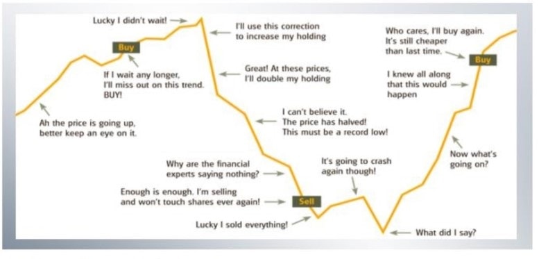 Image shows how investors react emotionally and take wrong decisions